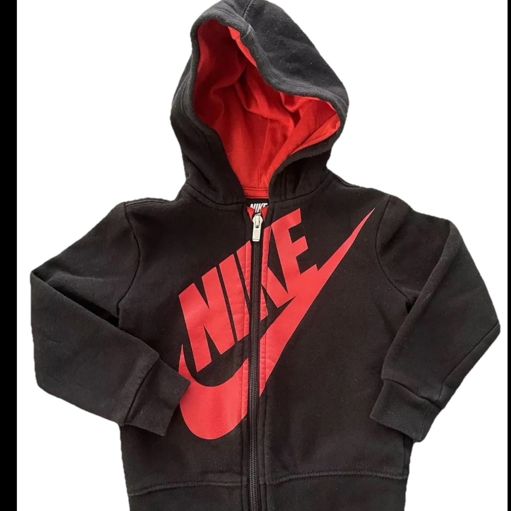 Nike Boys Black/Red Hoodie Zip Up Toddler Size 2T